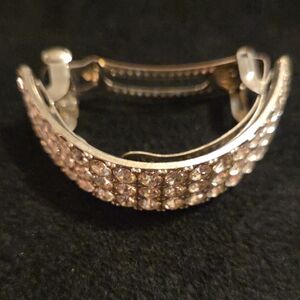 Vintage Silver Crystal Rhinestone Women's Ponytail Barette